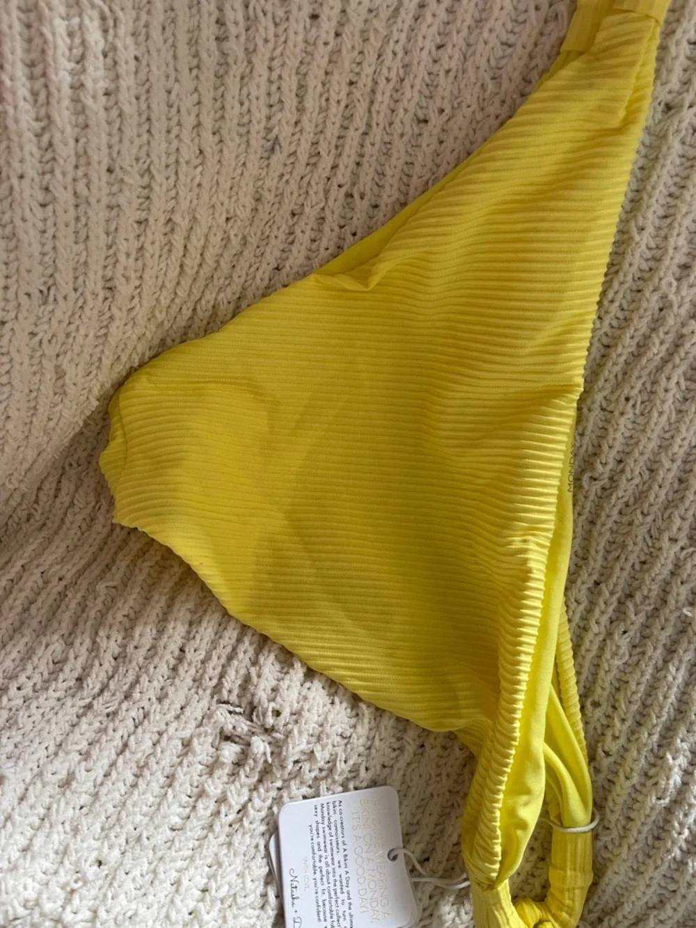Monday Swimwear Yellow Ribbed Low-Rise Bikini Bottom NWT